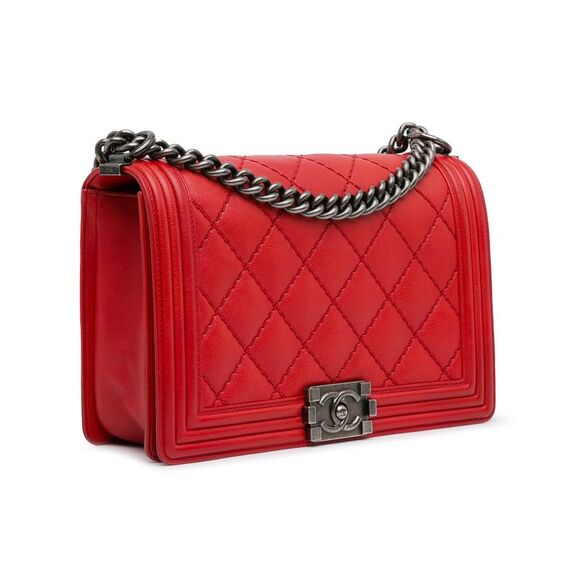 Pre Loved Chanel Medium Lambskin Double Stitch Boy Flap - Picture 2 of 8